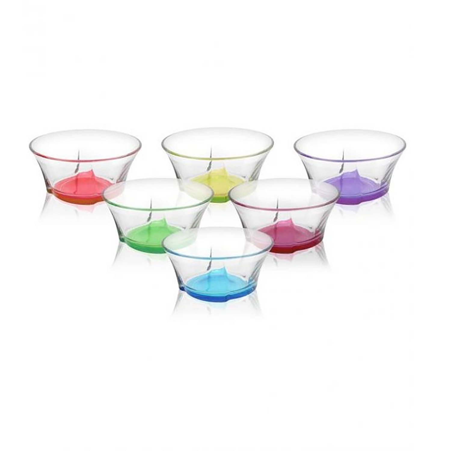Lav 8tlg Glasschalen Set Dipschalen mit farbigem Boden Dessertschale farbige Gla 